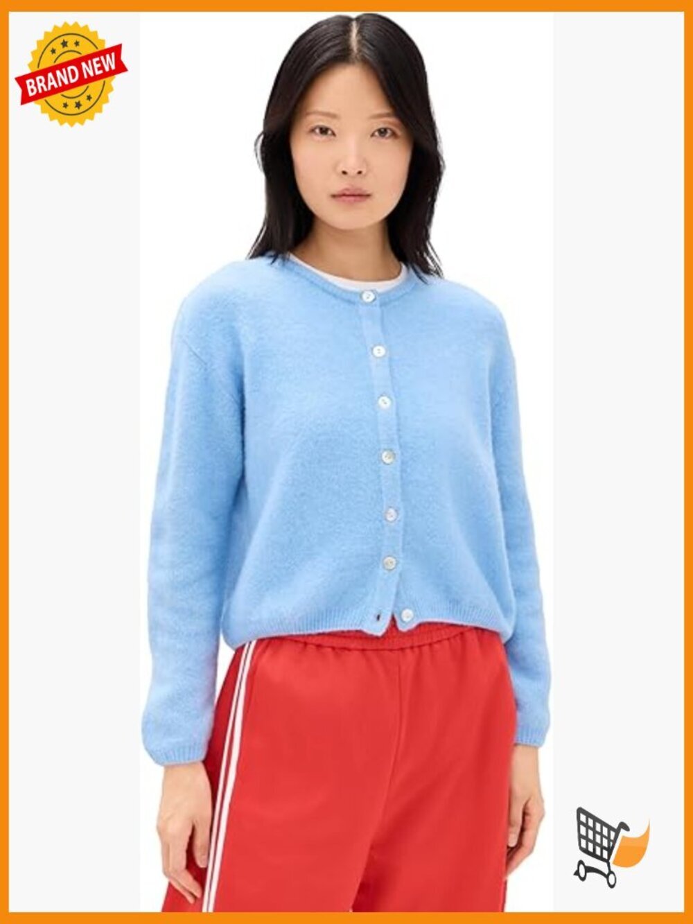 Cardigan - Mid-Weight Brushed Knit, Ribbed Trim, Long Sleeve, Button Front